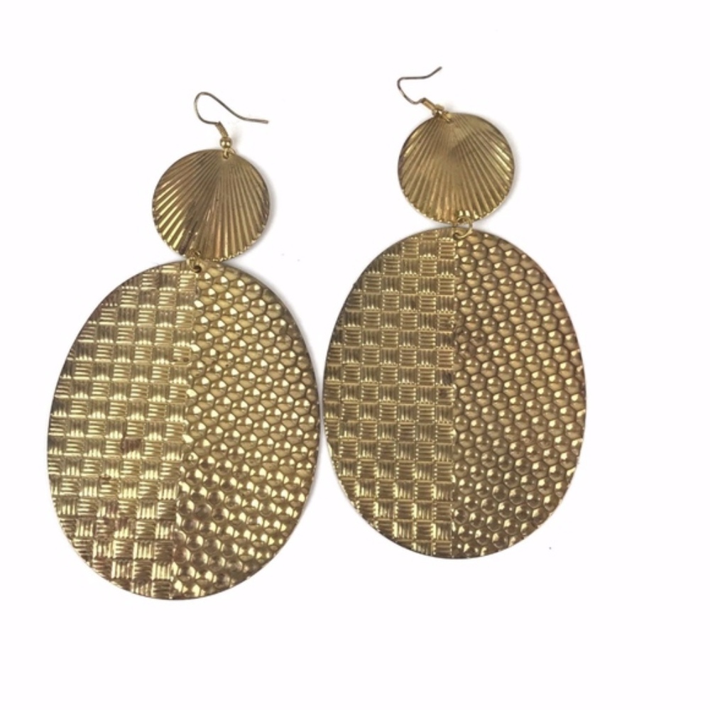 VTG Large Oversized Dangle Gold Tone Earrings
